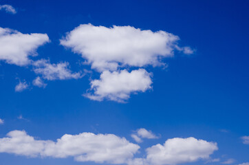 Naklejka na ściany i meble blue sky background with clouds of different sizes