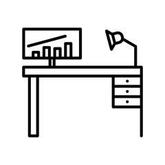Office Desk Linear Vector Icon Design