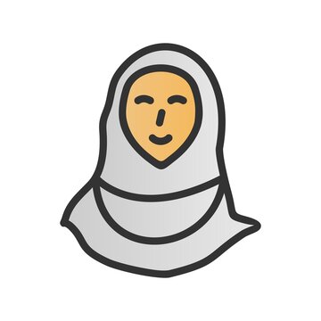  Muslim Woman Filled Gradient Vector Icon Design