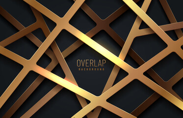 Abstract Gold Overlap Layers Dark Background