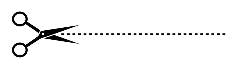 Vector scissors with cut lines.