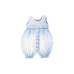 Watercolor illustration of children's swimsuit. Dress.