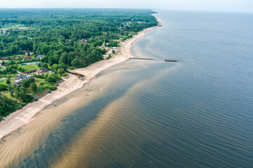 Aerial view on the beach and the Baltic sea in Latvia