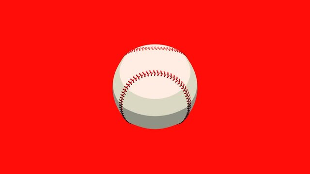 Toon style baseball ball animation.
Isolated on red background.

