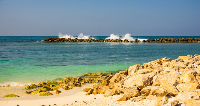 Labadee Island, Haiti. Exotic wild tropical beach with white sand and clear turquoise water