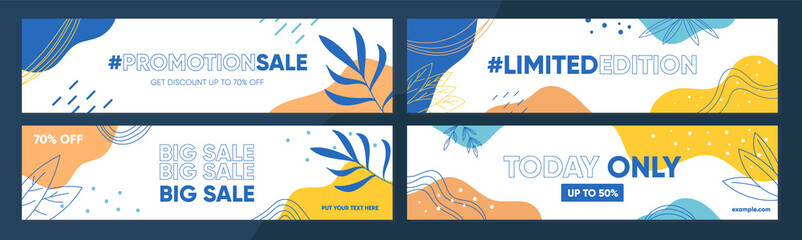 Sale banner template collection for promotion sale. Editable banner for social media post, website and internet ads. Banner advertisement for special offers set.