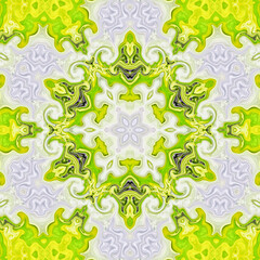 Hexagonal radial symmetrical kaleidoscopic flower mandala background