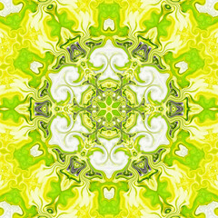 Hexagonal radial symmetrical kaleidoscopic flower mandala background