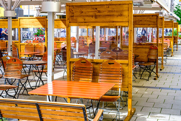 tables with separation at a beergarden