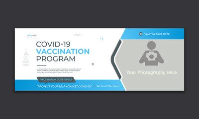 Covid-19 vaccination program social media facebok cover template