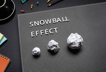 Snow ball effect or business solution and marketing plan concepts with text.