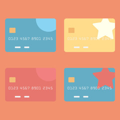 シンプルでかわいいクレジットカードのイラスト フラットデザイン