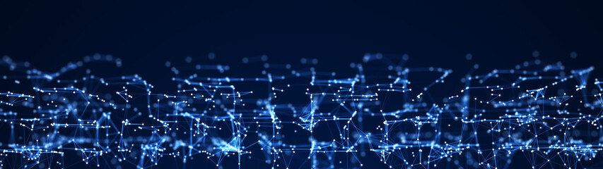 Abstract digital background of dots and lines. Big data visualization. Connection structure. Abstract technology science background. 3d rendering