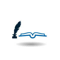 Pen and book icon with shadow