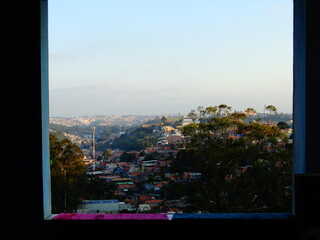 Fototapeta na wymiar view from the window in the city