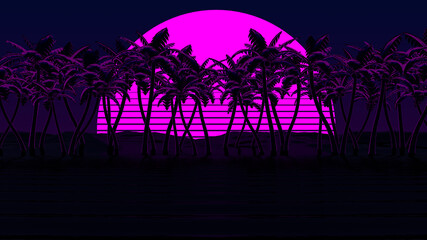 Retro Palm sunset 80