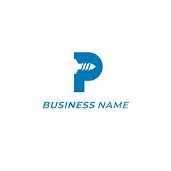 design logo combine letter P and screw