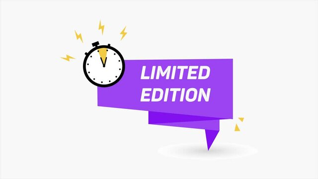 Limited Edition Labels. Alarm clock countdown logo. Limited time offer badge. Motion graphics. 4k
