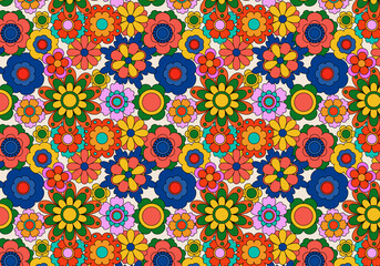 Abstract groovy floral pattern background. Vector.