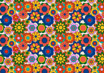 Abstract groovy floral pattern background. Vector.