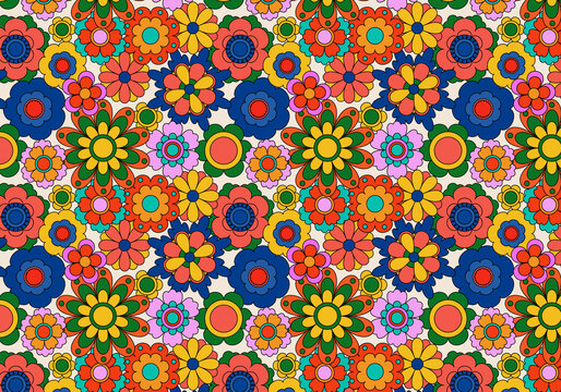 Abstract groovy floral pattern background. Vector.