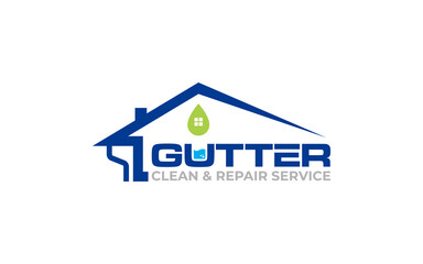 Illustration vector graphic of gutter installation and repair service logo design template