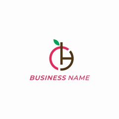 Obraz premium design logo combine fruit and letter H