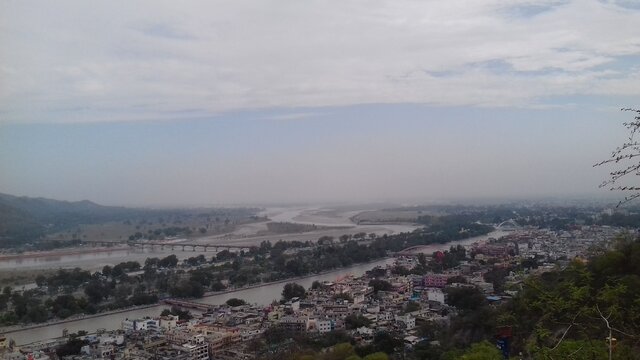 A beautiful top view of Haridwar city.