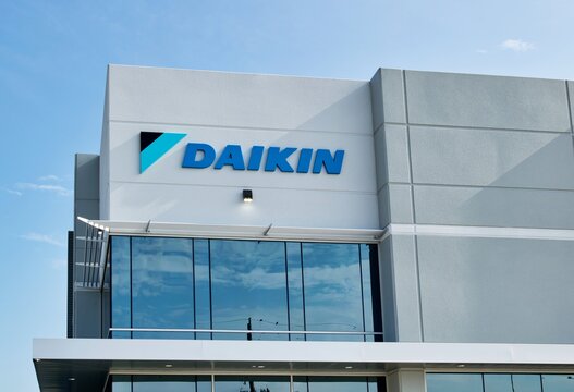 Daikin office building exterior logo air conditioning company business Houston, Texas USA 07-05-2021.
