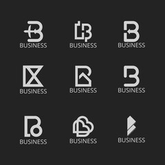 Set of creative letter b logo vector design bundle inspiration. Logo can be used for icon, brand, identity, alphabet, abstract, line, tech, collection, and business company