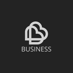 Minimalist letter Initial B Love Creative logo design inspiration with line art style
