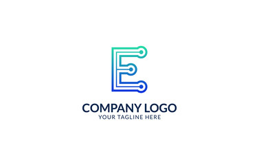 Creative Letter E Logo Template. E Letter Technology Logo Design.