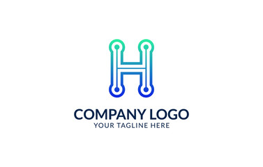Creative Letter H Logo Template. H Letter Technology Logo Design.