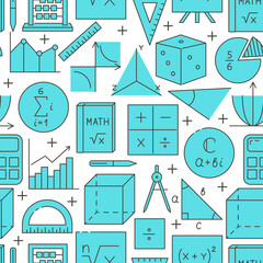 Learning maths seamless pattern in line style