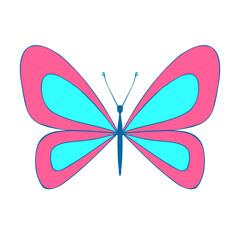 Elegant little colored butterfly , vector illustration, icon. Butterfly with open wings, top view.