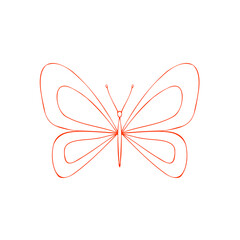 Butterfly contour vector drawing. Insect butterfly coloring book.