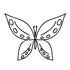 Butterfly contour vector drawing. Insect butterfly coloring book.