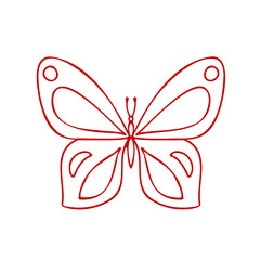 Butterfly contour vector drawing. Insect butterfly coloring book.