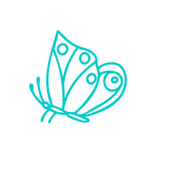 Butterfly contour vector drawing. Insect butterfly coloring book.