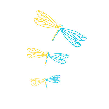 Dragonfly jewelry. Three dragonflies. Vector illustration