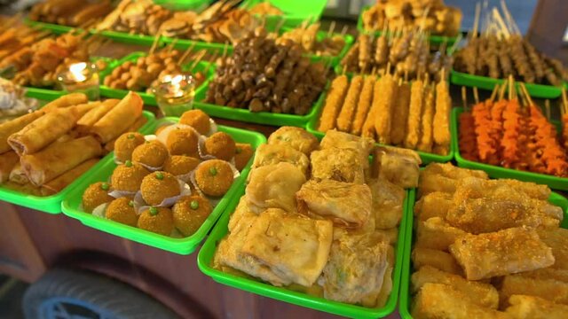 indonesian food in traditional restaurant. angkringan java cuisine