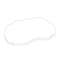 Macedonia - 3D black thin outline silhouette map of country area. Simple flat vector illustration.