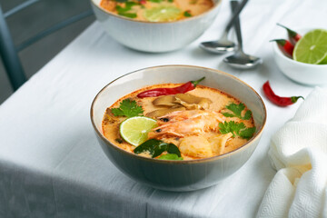 tom yum soup traditional thai soup with prawns shrimps squid