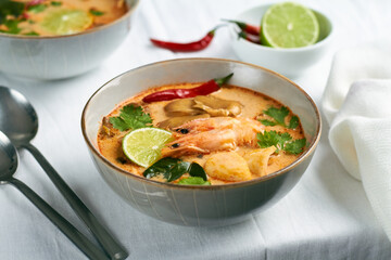 tom yum soup traditional thai soup with prawns shrimps squid