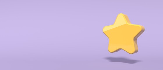 Cute shiny yellow star - 3D render