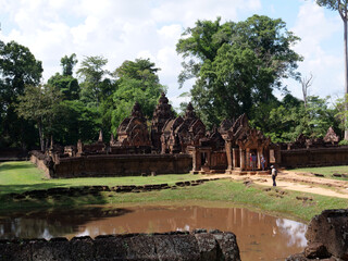 Fototapeta na wymiar Beautiful and colourful temple in Ankgor Wat, Cambodia - UNESCO World Heritage in 1992