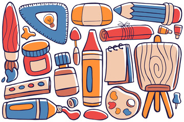 Art Studio Doodle Vector 