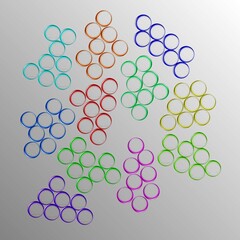 An abstract illustration of vibrantly colored circles, all grouped together according to color.
