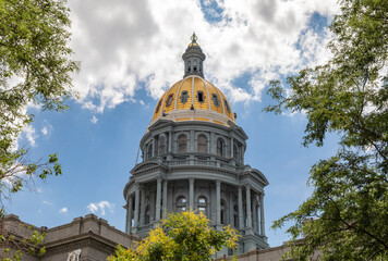 Golden Dome Atop Denver, Colorado, USA, Capitol Building on a Summer Day