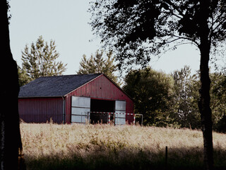 red barn in the field